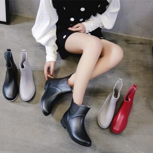 Womens Rain Boot 2021 Spring Autumn Solid Color Women Waterproof Shoes Ankle Boots Ladies Non-Slip Boots Women Rain Boot Shoesj