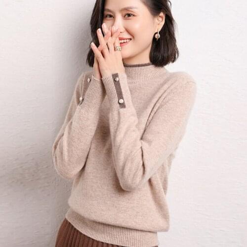 100%Pure Cashmere Sweater Pure Color Knitted Round Collar Pullover Pure Cashmere Sweater Loose Large Size Sweater WomenTr