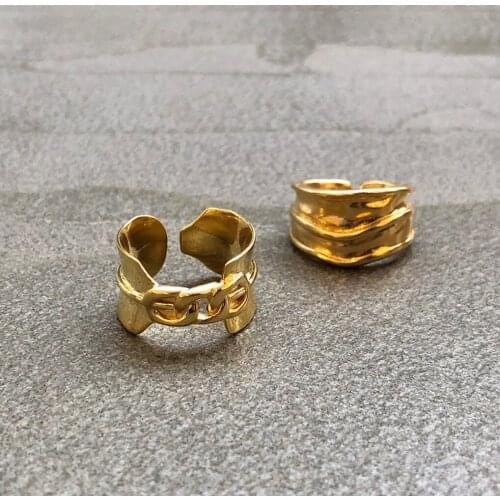 Minimalist 100% 925 Sterling Silver Wide Surface Chain Rings for Women Fashion Elegant Geometric Rings Female Women Jewelry