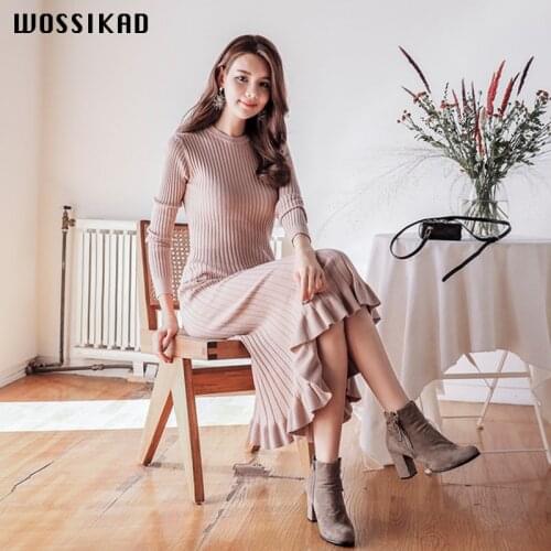 Dress Women Round Neck Long Sleeve Lace Knitting Designer Dresses Runway 2019 Bokep Self Portrait Star Fashion Dresses