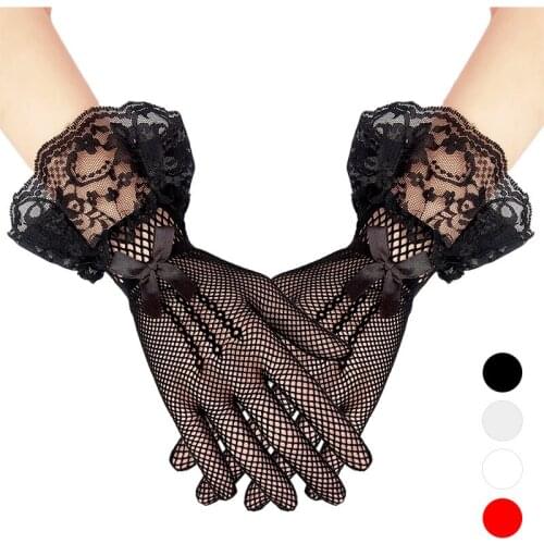 1 Pair Hot Sold Fashion Elegant New White or Black Gloves Lace Finger Short Cheap Gloves Accessories Wrist Length Finger Gloves