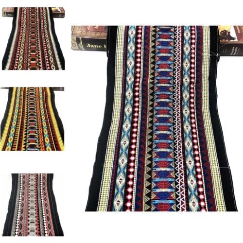 1 Yards Wide 31cm Vintage Ethnic African Lace Fabric Ribbon for Stage Dress DIY Clothes Bag Accessories Embroidered Ribbon