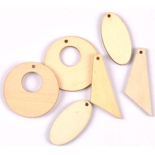 20pcs 40-50mm Natural Drop Round shape wooden pendant Scrapbooking for earring jewelry diy Handmade Craft MT2601