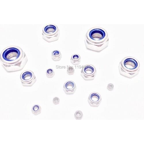 200pcs M5 Metric DIN985 Stainless Steel Self Locking Hex Nylon Insert Lock Nut Jam Stop Nut