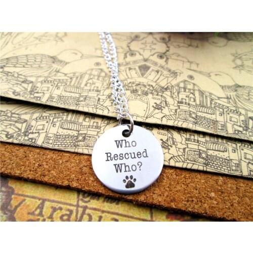 3pcs/lot Fashion stainless steel necklace "who rescued who" Charms Pendant necklace Jewelry Gift more style for choosing