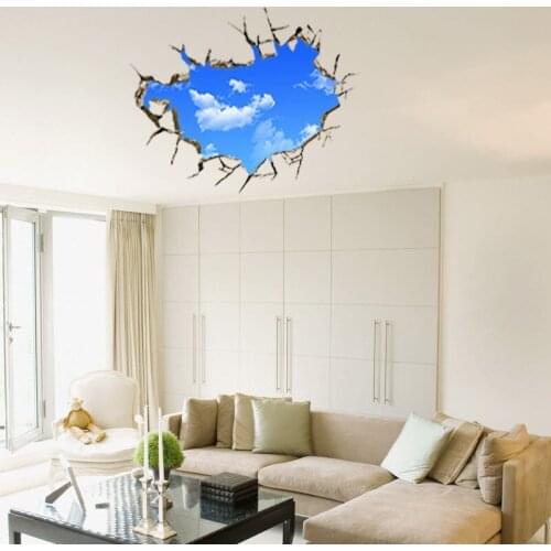 3D Wall Sticker Blue Sky White Cloud Poster Removable Mural Decals Vinyl Art Living Room Decor
