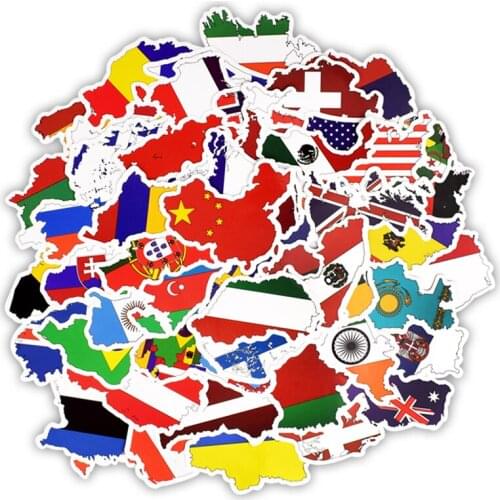 50pcs No-Repeat Map National Flag Sticker Astronaut Pop Style Toy for Children Waterproof Stickers to DIY Scrapbooking Guitar