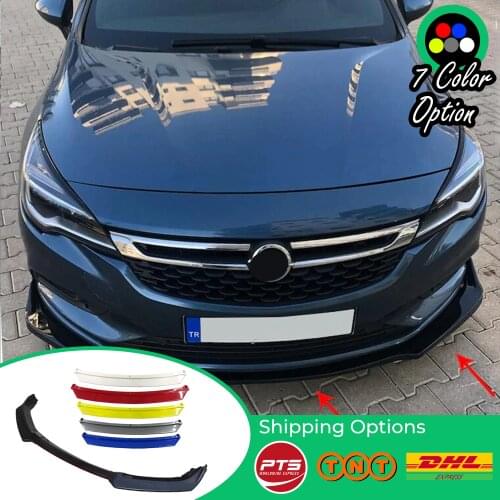 For Opel Vauxhall Astra K Accessories Car Front Bumper Lip 3 pcs Black Diffuser Body Kit Spoiler