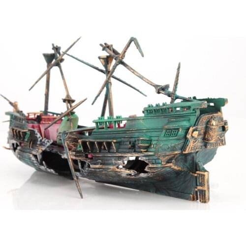Aquarium Fish Tank Ornaments Ship Air Split Shipwreck Fish Tank Decor Sunk Wreck Boat Pineapple House Aquarium Decor Accessories