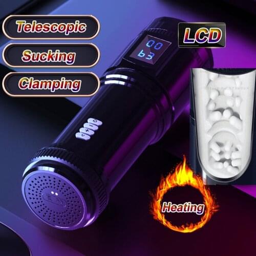 Automatic Telescopic Sucking Male Masturbation Cup Silicone Vagina Real Pussy Adult Burst To Orgasm Masturbator Sex Toys For Men