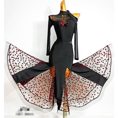 Ballroom skirt polka dot Tango Ballroom Competition leotarad waltz Fox trot Quick step Dance Dress Skirts Practice 574