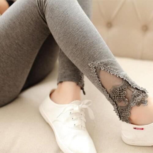 VIIANLES Summer Pant Fashion Lace Trousers Triangle Pants Skinny High ElasticWoman Autumn Hollow Out Women Clothing