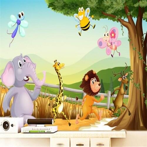 CJSIR 3d Custom Photo Wallpaper Murals Wall Stickers Cartoon Animal World Background Wall Picture Wallpaper Wall-paper Decors