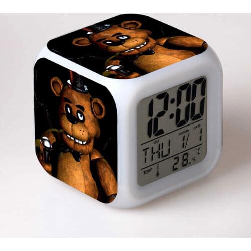 Figuras FNAF Anime Figurine LED Alarm Clock Colorful Flash Light World Games five nights at freddy freddy Toys for Boys