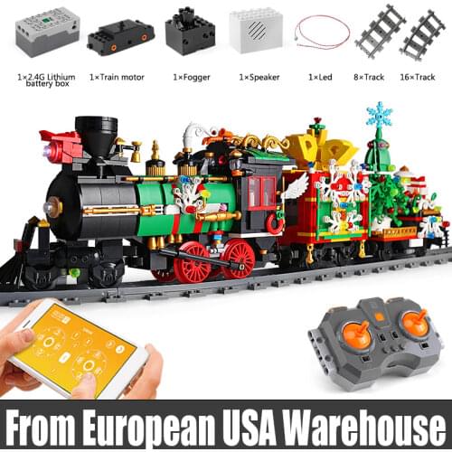 Mould King 12012 Creative Toys The APP Motorized Christmas Train Model Building Blocks Assembly Bricks Toys Kids Christmas Gifts