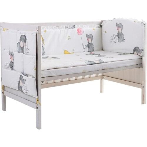 5PCS Cotton Crib Bed Linen Kit Cartoon Crib Bedding Set protetor de berco Baby bumper (4bumpers+sheet)