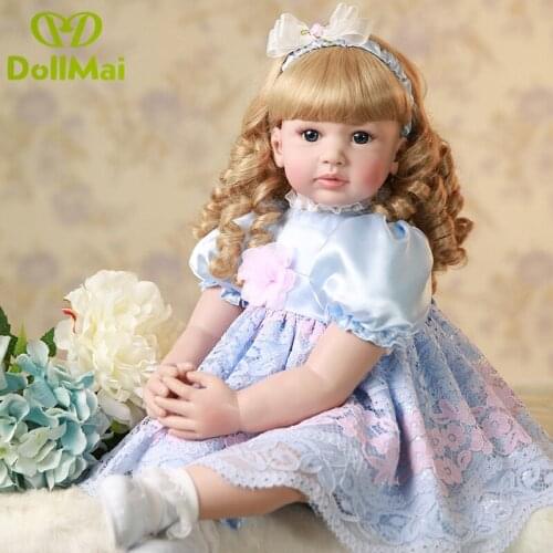 24" 60cm Realistic Soft Silicone Reborn Baby Smile Girl Dolls Lifelike Newborn Doll bebe Reborn Bonecas children Toys