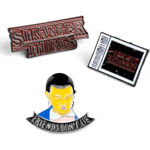 Stranger Things TV Eleven Backpack Enamel pins Brooches Bag Hat Leather Jackets Fashion Accessory Brooches for men women
