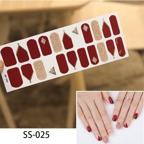 22Tips/Sheet Shinning Effect Pre Designed Nail Art Stickers Waterproof Non-toxic Sticker Finger Tablets Accessories Manicure