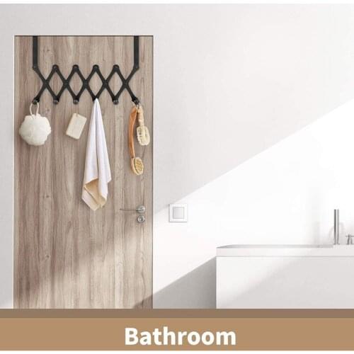 NHBR Expandable over the Door Hook Hanger over the Door Towel Rack with 6 Hooks for Hanging Coats Robes Hats Clothes Towels