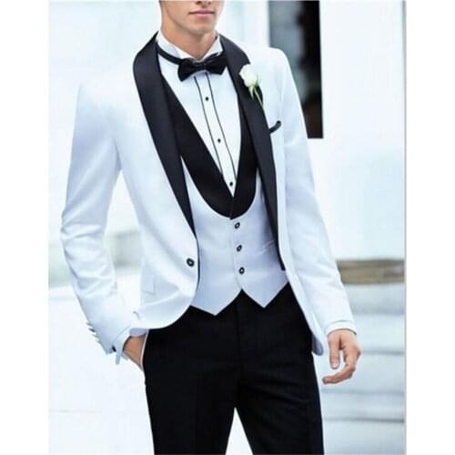 New Classic Men’s Suit Smolking Noivo Terno Slim Fit Easculino Evening Suits For Men White Formal Dress Groom Tuxedos