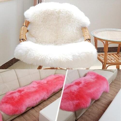 Wool HOT Carpet Throw Rugs Chair Seat 2-In-1 Cover Bedroom Fluffy Fur Washable Soft Rug Mat Pad Plain