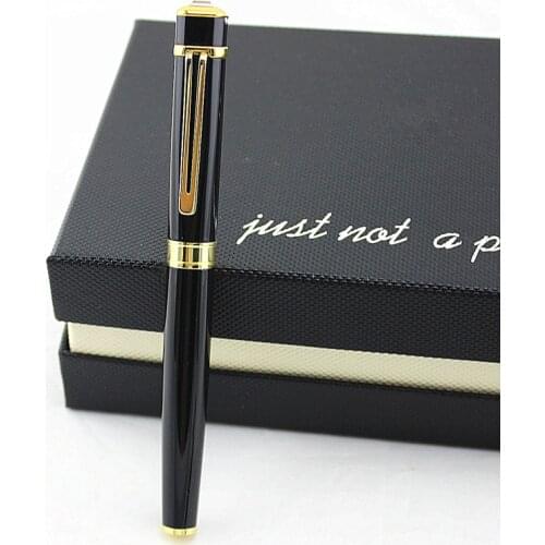 Luxury quality diamond Business Metal Ballpoint Pens office Medium nib Rollerball pen New Leather Pen bag select