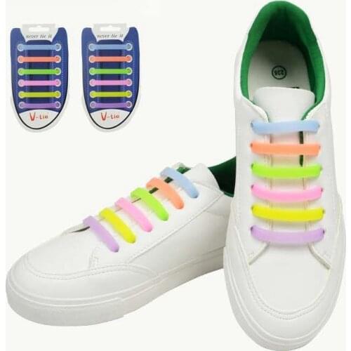 12Pcs/Set Silicone Shoelaces Children Shoelace Athletic Running Elastic No Tie ShoeLaces Sneakers shoes lace Fit Strap Shoelace