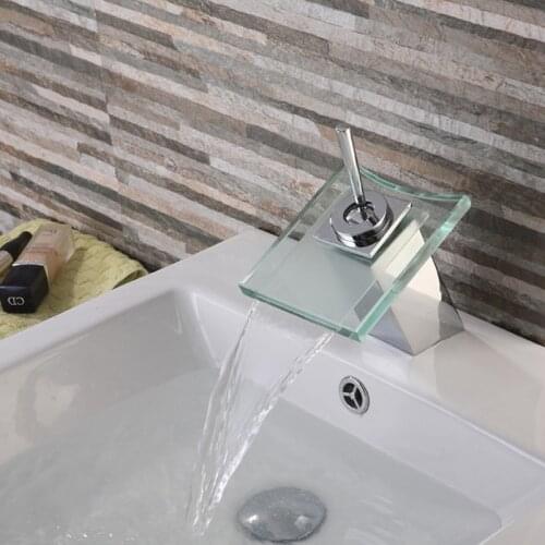 360 degree square glass basin waterfall faucet washbasin faucet lead-free health faucet