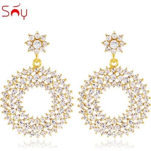 Sunny Jewelry Big Star Earrings For Women Long Drop Dangle Earrings Cubic Zirconia Earrings For Engagement Bohemia Jewelry Gifts