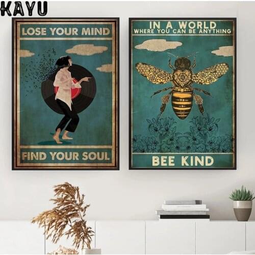 Mental Be Kind Lose Your Mind Find Your Soul Poster and Print Cool Wall Decoration Vintage Posters Wall Art Home Painting Decor