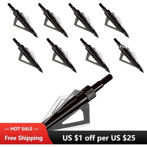 RU STOCK 12/24 pcs 2-Blade Archery Arrow Broadhead Hunting Bow Arrow Tips 125 Grain Fixed Arrow Head Tips