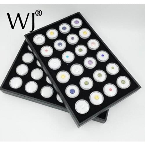 24 White Gem Jar Foam Insert Tray Jewelry Display Organizer Gemstones Storage Case Loose Diamond Jewellery Show Holder Container
