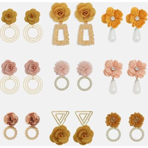 Miwens 52 Design Romantic Yellow Flower Dangle Earrings For Women Punk Metal Pendant Statement Earrings Female Wedding Jewelry