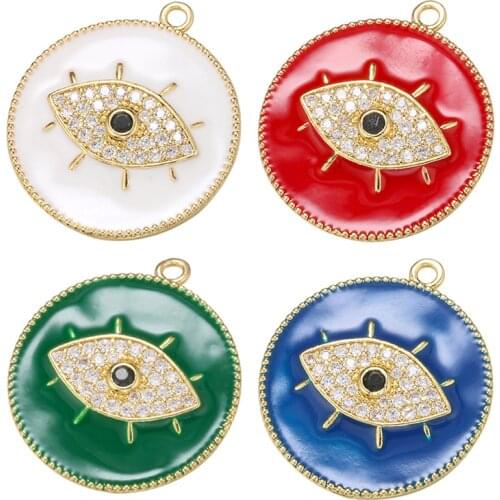 ZHUKOU 24x27.5mm long eyelashes round eye pendant for women handmade DIY necklace earring jewelry accessories making model:VD620