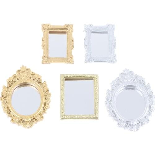 1/12 Dollhouse Frame Accessories Furniture Miniature Mirror Wall Room Mirror For Dollhouse Decoration New