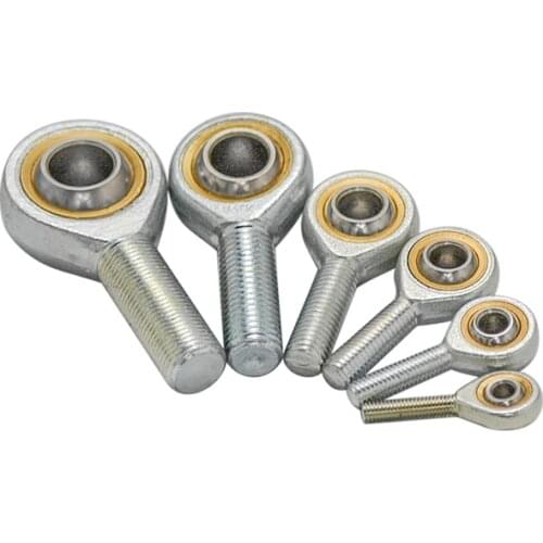 1Pc 6-12mm Dia Silver Male Threaded Single Row Joint Rod End Oscillating Bearing Right Hand Thread Shafts