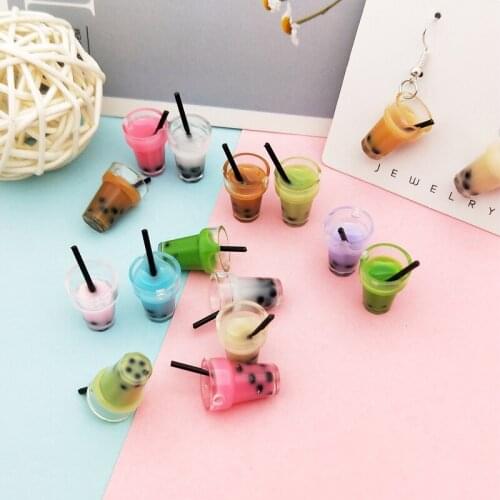 10pcs Pearl Milk Tea Bottle Resin Charms 13*24mm Drink Cup Pendants Floating DIY Earring Jewelry Making Accessory Handmade YZ618