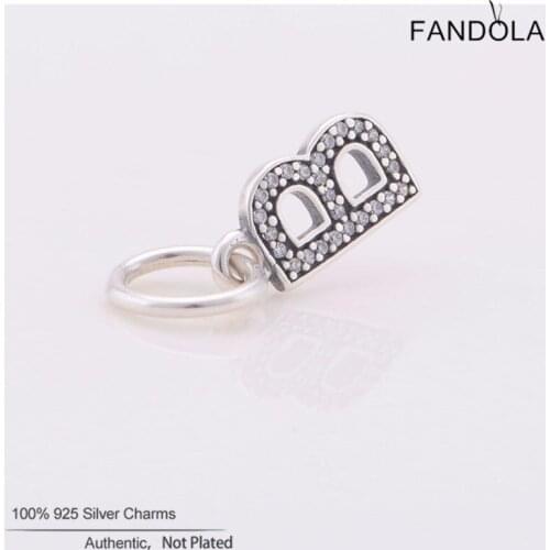 100% 925 Sterling Silver Alphabet Number B Letter Charm Beads for Jewelry Making Fits Women DIY Charms Bracelets Bangles