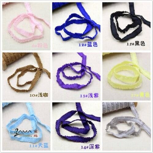 13mm fold crinkle solid color ribbons elastic double ruffle ribbon trim DIY hair band sewing accessories for underwear 50 yards