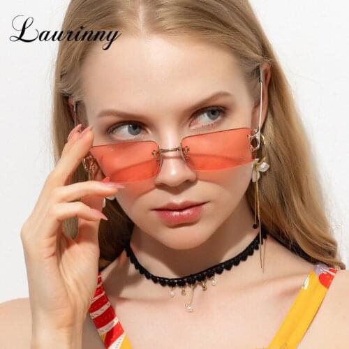 2021 Vintage Rimless Rectangle Sunglasses Women Brand Design Trendy Sun Glasses Tinted Lens Men Square Glasses Female UV400 T054