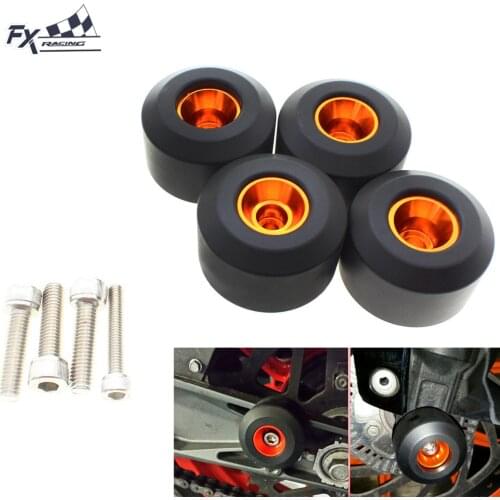 4PCS For DK RC 125 200 390 CNC Motorcycle Front Rear Fork Wheel Frame Slider Crash Pads Falling Protection Orange