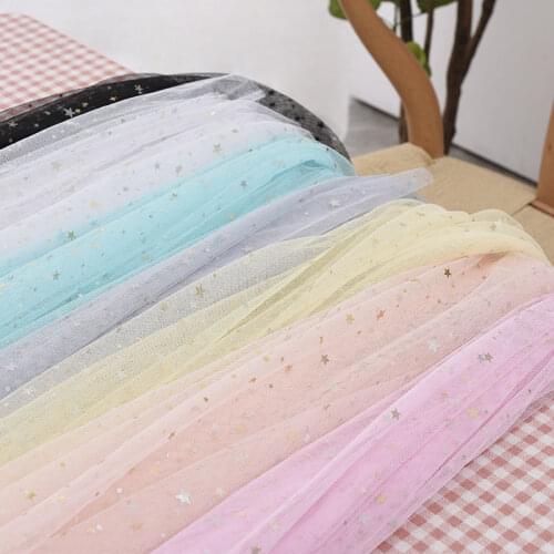 5yards mesh fabric Sequins Star gauze net Wedding background cloth lace DIY Sewing for dress skirt doll clothing decor