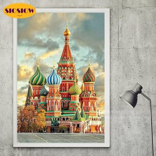5D DIY Diamond Painting Castle Landscape Scenery Cross Stitch Patterns Full Drill Square Daimond Embroidery Decor Home Kids Room