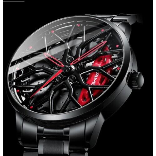 Cool Sport 3D Wheel Hub Watch Creative Unique Hollow Skeleton Quartz Car Wheel Watch Men Luxury Waterproof Relogio Masculino