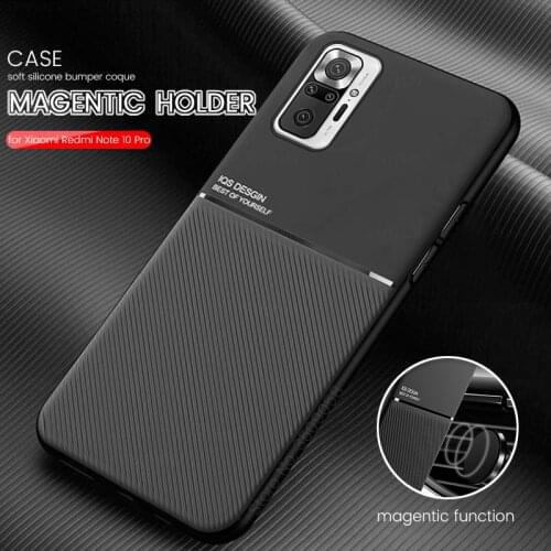 Covers for redmi note10 pro case leather texture car magentic soft silicone shockproof coque red mi note 10 pro redmy not10 case