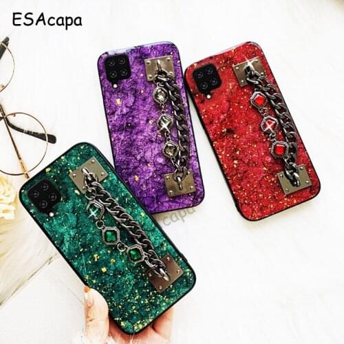 For Samsung Galaxy A12 5G Case Gold Foil Marble Crystal Strap Silicone Phone Case For Samsung A42 A2 Core A21 A21S A31 A60 Cover