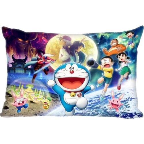 Anime Doraemon Pillow Cover Bedroom Home Office Decorative Pillowcase Rectangle Zipper Pillow Cases Satin Fabric A12.21
