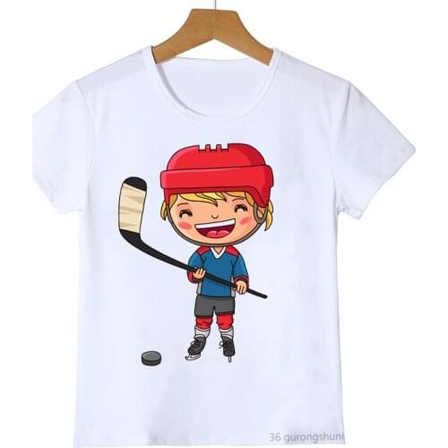Children Clothing Boys/girls Summer T-shirt Funny Cartoon Hockey Print Kids T Shirt Kids Clothes Casual Cotton White Kids Top