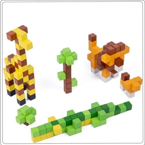 Children Small Particle DIY Paste 3D Jigsaw Desktop Toys Boys Girls Wooden Parent-child Interactive Mosaic Jigsaw Color Blocks
